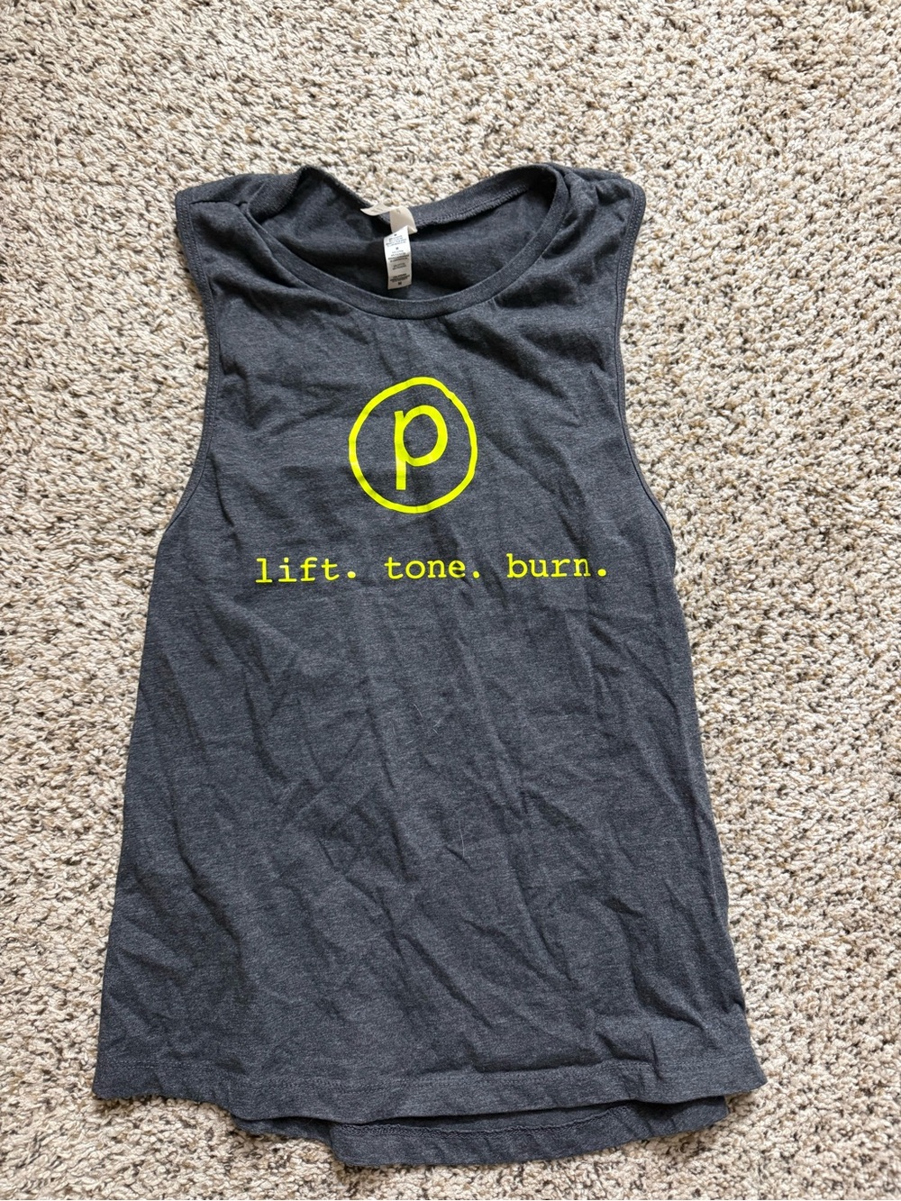 Pure Barre Charcoal Gray Tank with Neon Yellow Logo⭐️ Worn once⭐️